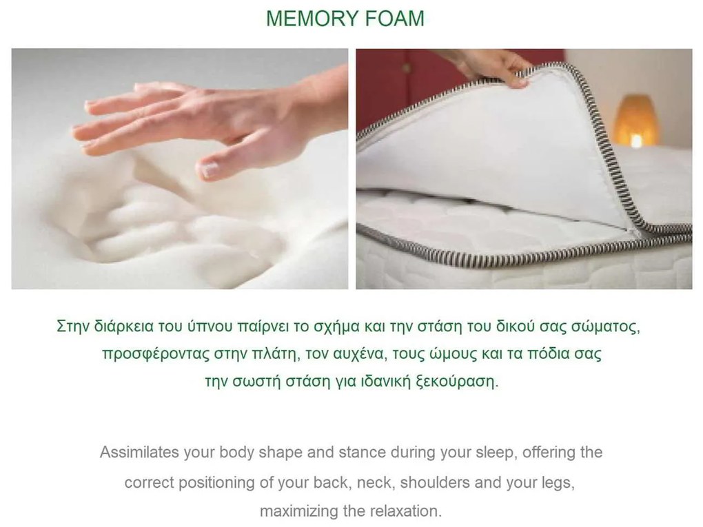 Στρωμα Ανώστρωμα Αφαιρούμενο Memory Foam / Pocket Spring . Διάσταση: 160x200x29cm
