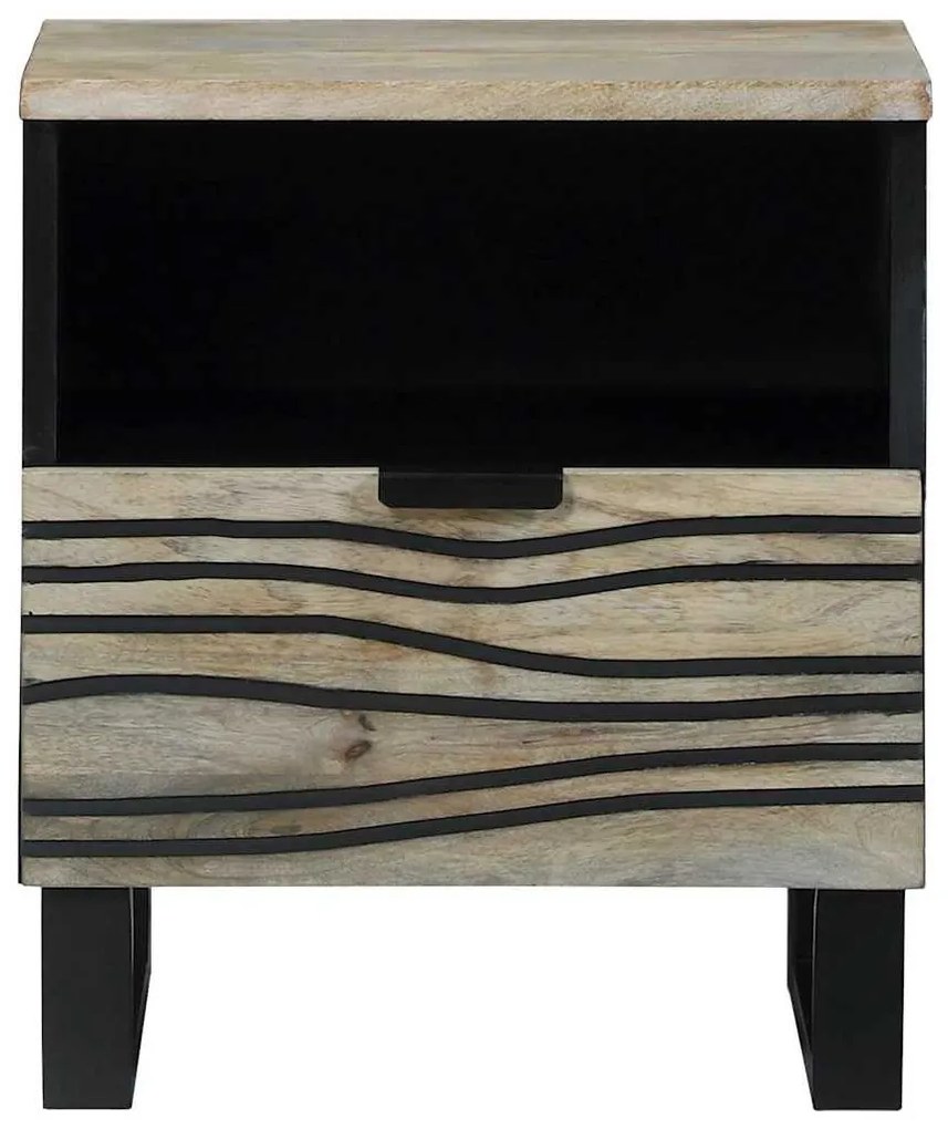 vidaXL Κομοδίνο Λευκό και μαύρο 40 x 33 x 46 εκ. Μασίφ ξύλο μάνγκο