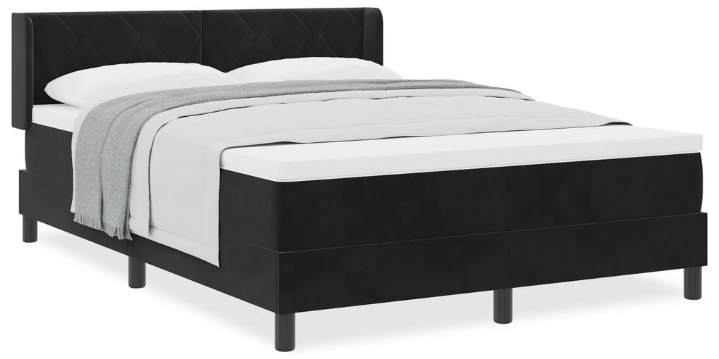 vidaXL Κρεβάτι με Στρώμα Μαύρο 140x200 εκ Βελούδο