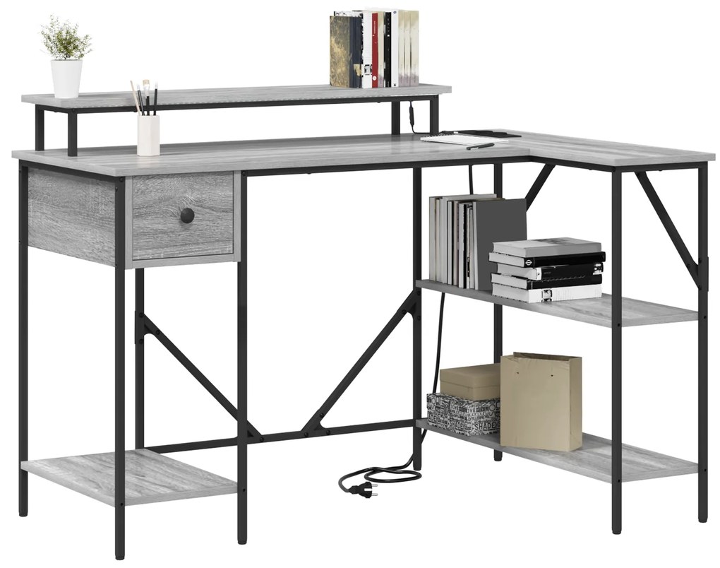 vidaXL Γραφείο Γκρι sonoma 120 x 79 x 86.5 εκ. Επεξεργασμένο ξύλο