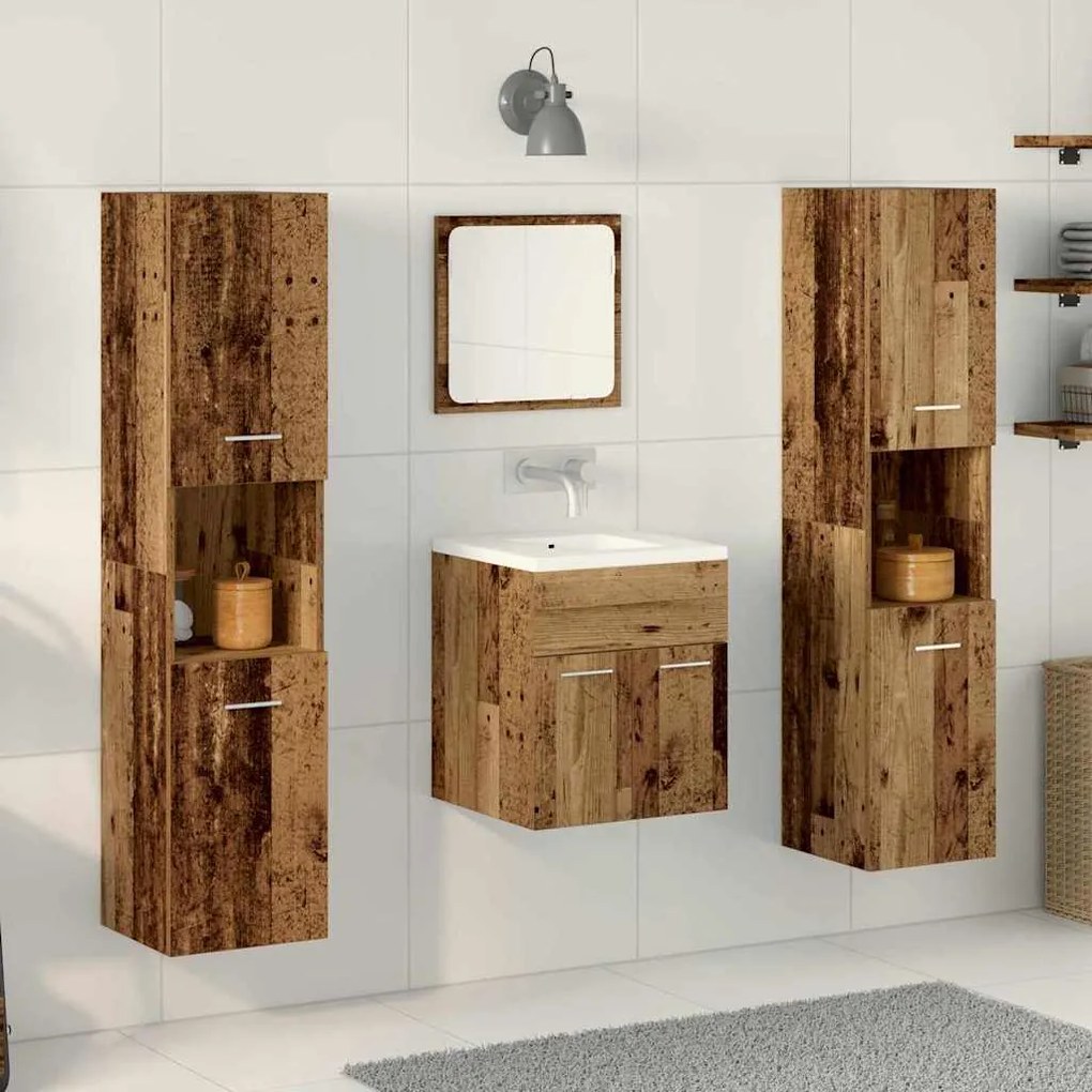 vidaXL Σετ Επίπλων Μπάνιου με πόρτα 4 pcs Παλιό Ξύλο 41 x 38.5 x 46 cm