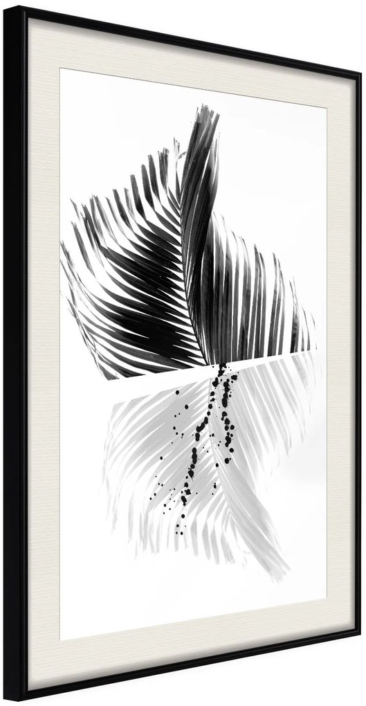 Αφίσα - Abstract Feather - 30x45 - Μαύρο - Με πασπαρτού