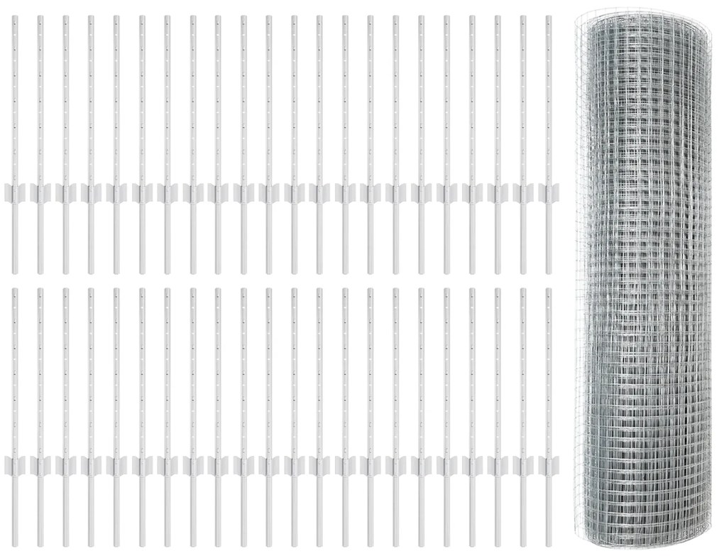 vidaXL Γαλβανισμένος Φράκτης με 5 Πάνελ 0.5x100 μ Χάλυβας