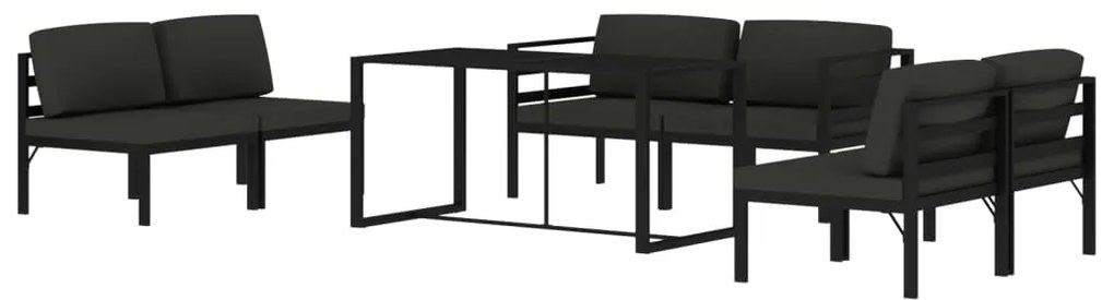 vidaXL Σαλόνι Κήπου 7 Τεμαχίων Ανθρακί Αλουμινίου με Μαξιλάρια