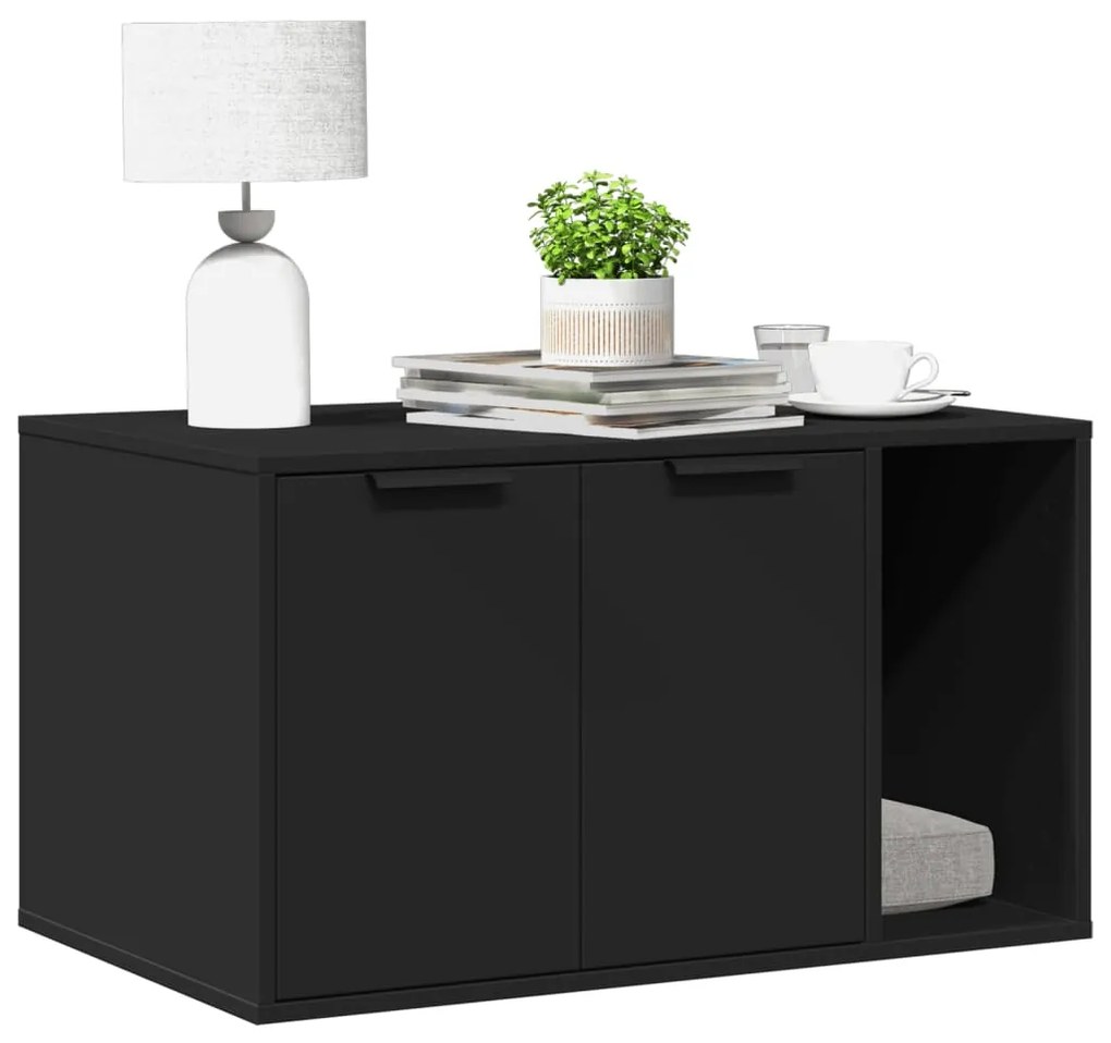 Τουαλέτα Γάτας Περίφραξη Μαύρο 80x50x45 εκ. Επεξεργασμ. Ξύλο