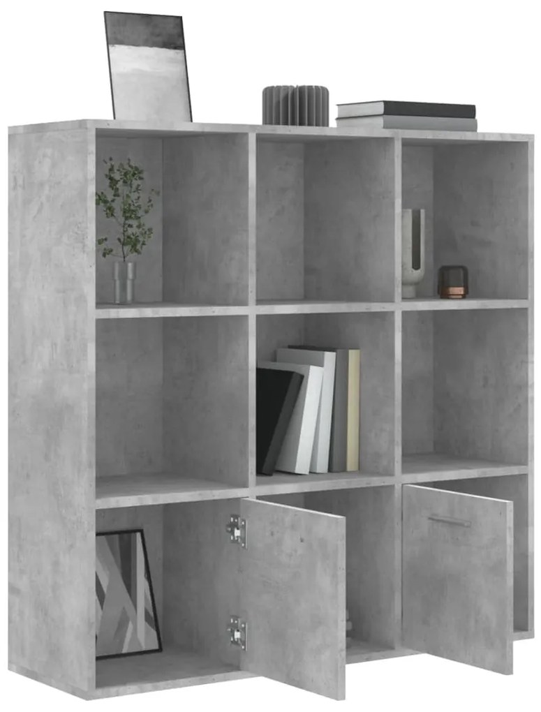 vidaXL Βιβλιοθήκη Γκρι Σκυροδέματος 98 x 30 x 98 εκ. από Επεξ. Ξύλο