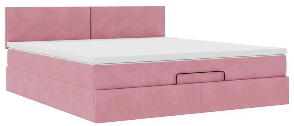 vidaXL Οθωμανικό κρεβάτι με στρώμα ροζ 180x200cm Velvet
