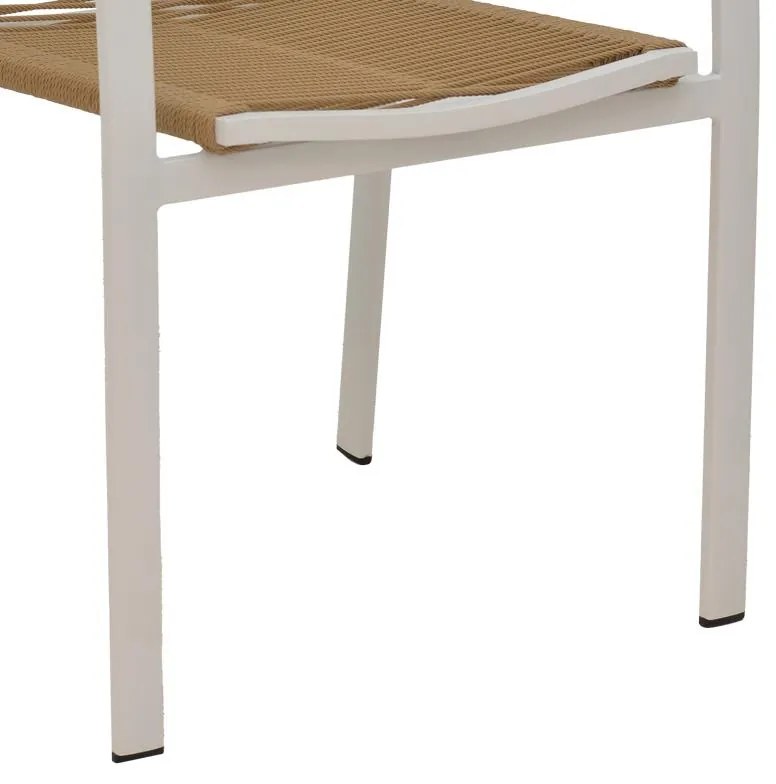 Καρέκλα - Πολυθρόνα Jonian στοιβαζόμενη λευκό αλουμίνιο-textilene σε φυσική απόχρωση 57x63x83 εκ. 57x63x83 εκ.