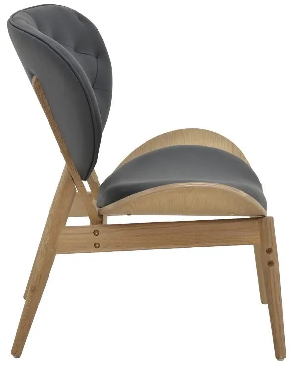 Πολυθρόνα relax Udalle μασίφ ξύλο καρυδί-PU μάυρο 77x70x82εκ 77x70x82 εκ.