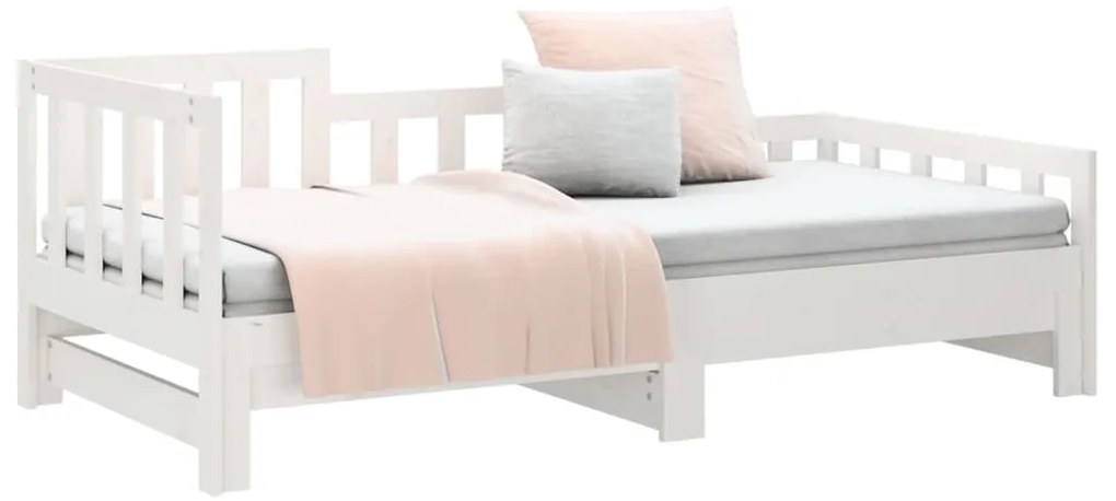 vidaXL Καναπές Κρεβάτι Συρόμενος Λευκός 2x(90x200) εκ. Μασίφ Πεύκο