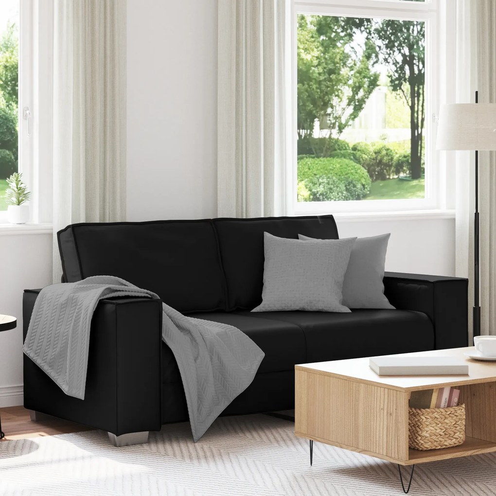 vidaXL Καναπές Loveseat Μαύρος 140 εκ Ψεύτικο Δέρμα