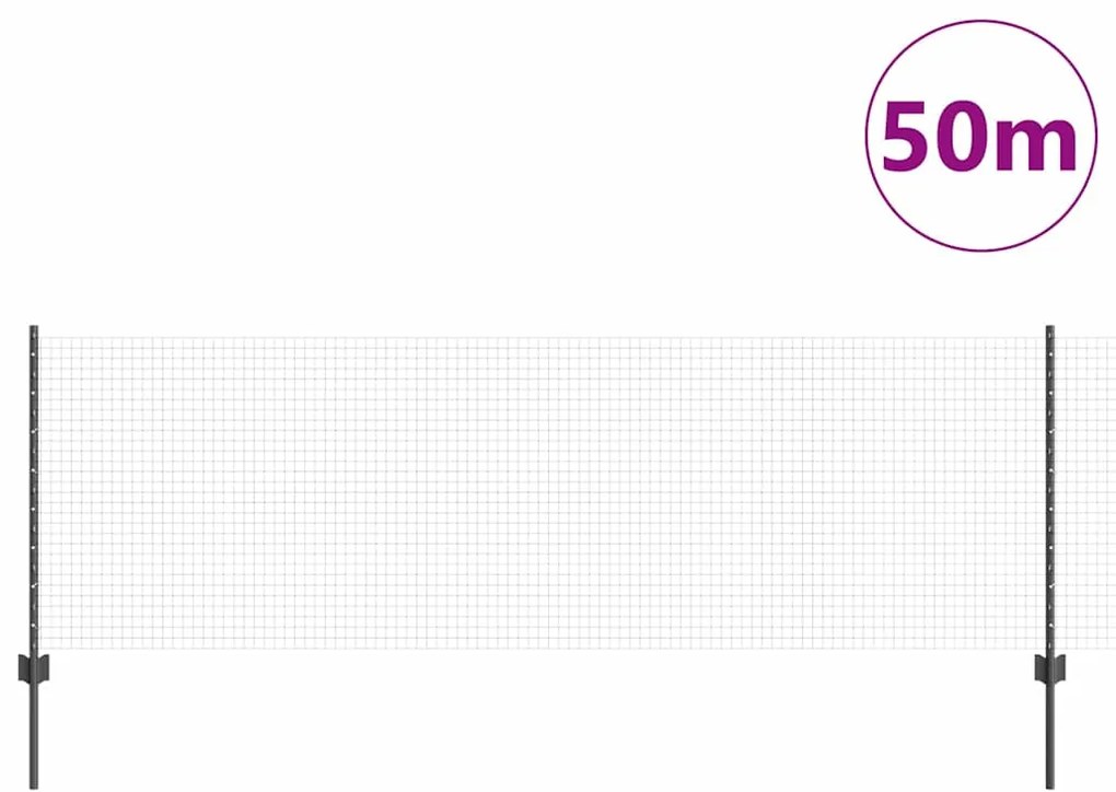 vidaXL Τεντώτο με στήριγμα Γκρι 0,8 x 50 μ Χάλυβας και PVC