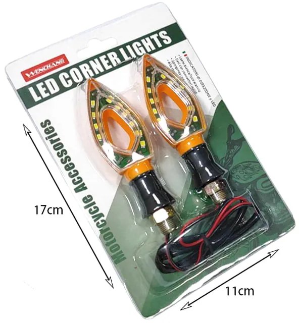 Wenchang Φλας Μηχανής σετ 2τμχ 12V - Motorcycle LED Replacement Globe Corner Lights