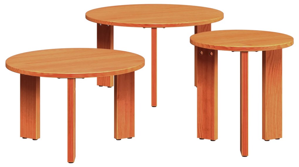 vidaXL Σετ Τραπεζιού Για Καφέ 3 pcs Καφέ κεριού 47.5 x 47.5 x 27 εκ.