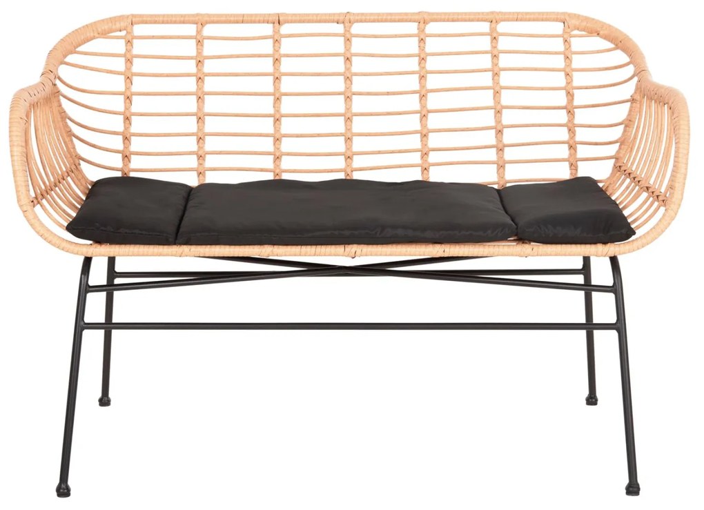 ΚΑΝΑΠΕΣ ALLEGRA  ΜΑΥΡΟ ΜΕΤΑΛΛΟ-ΜΠΕΖ ΣΥΝΘ.RATTAN 120x62x80Υεκ.