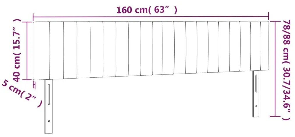 Κεφαλάρι Κρεβατιού LED Σκούρο Γκρι 160x5x78/88 εκ. Βελούδινο - Γκρι