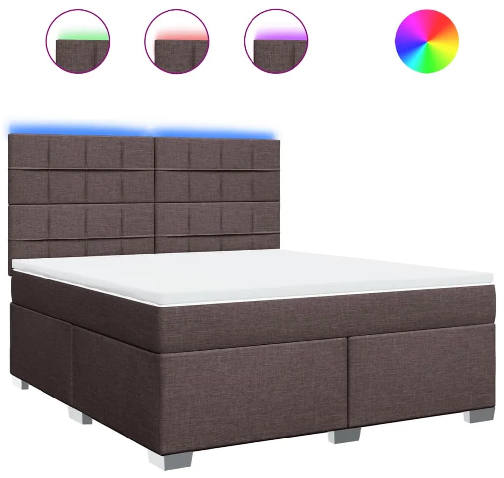 vidaXL Κρεβάτι Boxspring με Στρώμα Σκούρο Καφέ 180x200 εκ Υφασμάτινο