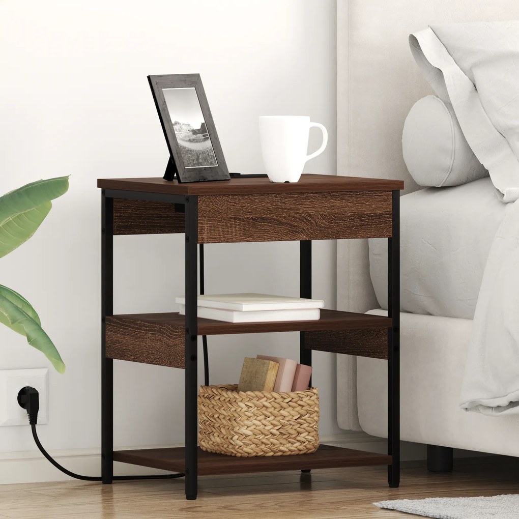 vidaXL Κομοδίνο Καφέ δρυς 41 x 31 x 51 εκ. Επεξεργασμένο ξύλο