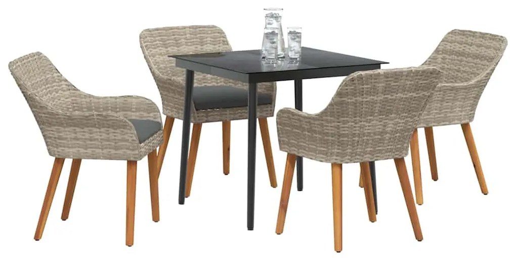 vidaXL Σέτ φαγητού για κήπο 5 pcs Ανοιχτό γκρι συνθετικό ρατάν