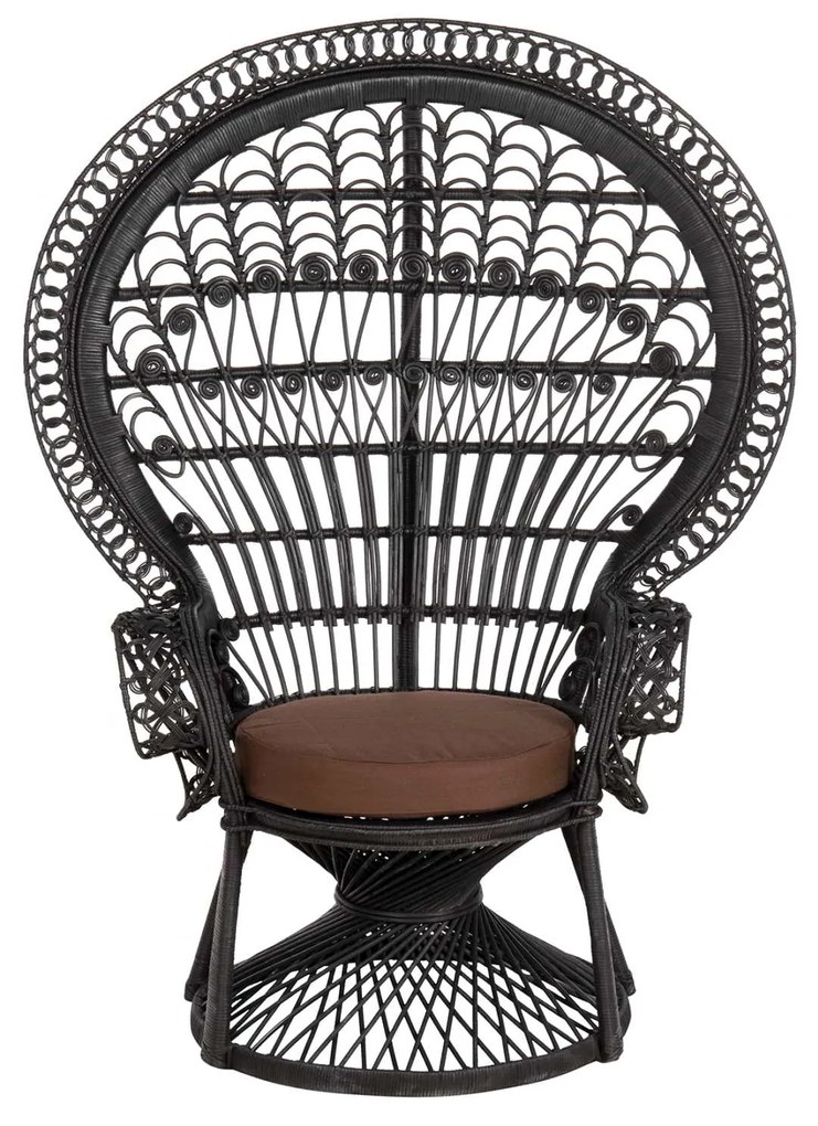 ΠΟΛΥΘΡΟΝΑ ROYAL PEACOCK HM9342.03 RATTAN ΜΑΥΡΟ-ΜΑΞΙΛΑΡΙ ΚΑΦΕ 114x72x150Yεκ.