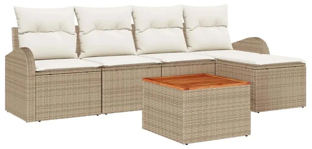 vidaXL Σετ Καναπέ Κήπου με μαξιλάρι 6 pcs Μπεζ συνθετικό ρατάν