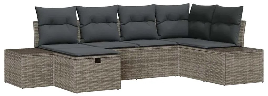 vidaXL Σετ Καναπέ Κήπου με μαξιλάρι 6 pcs Γκρι Πολυ ράταν