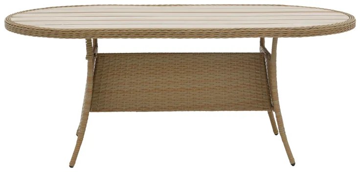 Τραπέζι Keir pakoworld rattan-αλουμίνιο καφέ 180x90x72εκ