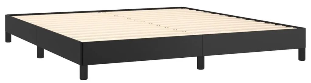 Κρεβάτι Boxspring με Στρώμα Μαύρο 180x200εκ.από Συνθετικό Δέρμα - Μαύρο