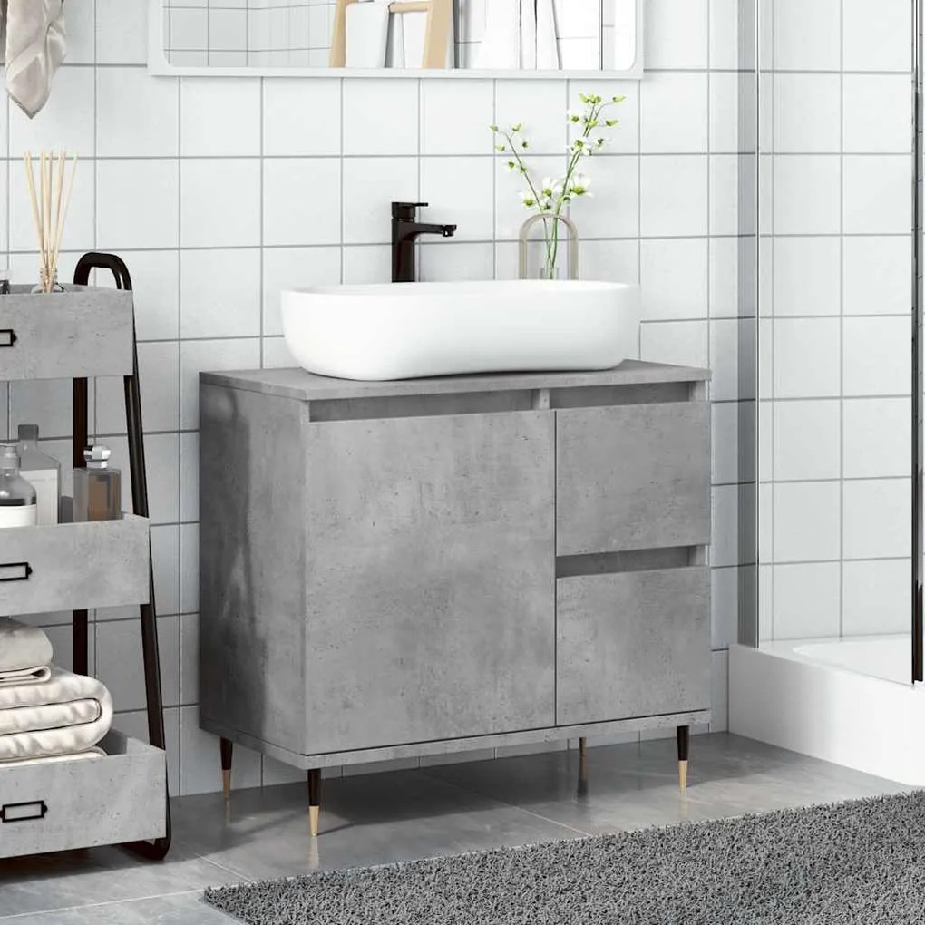 vidaXL Ντουλάπι Μπάνιου Γκρι Σκυροδέματος 65x33x60 εκ. Επεξ. Ξύλο