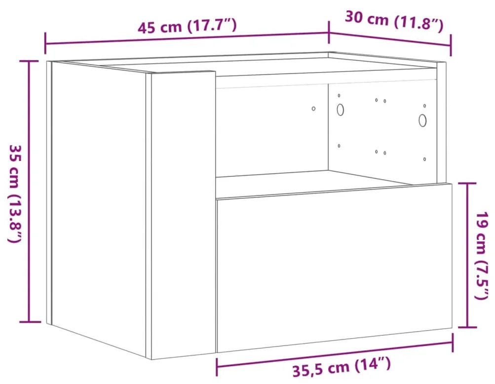 ΚΟΜΟΔΙΝΑ ΕΠΙΤΟΙΧΙΑ 2 ΤΕΜ. ΜΑΥΡΑ 45X30X35 ΕΚ. 848314