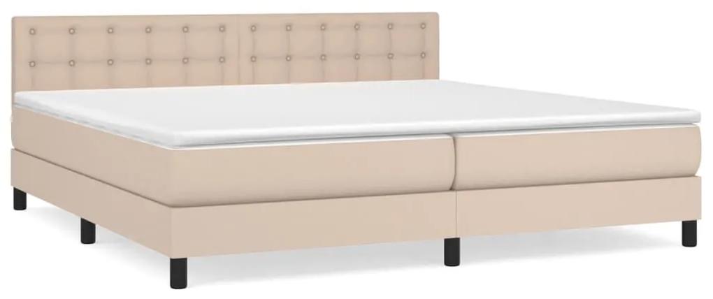 Κρεβάτι Boxspring με Στρώμα Καπουτσίνο 200x200εκ.από Συνθ.Δέρμα - Καφέ