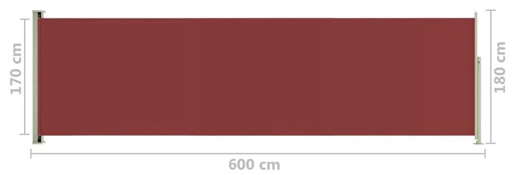 Σκίαστρο Βεράντας Πλαϊνό Συρόμενο Κόκκινο 180 x 600 εκ. - Κόκκινο