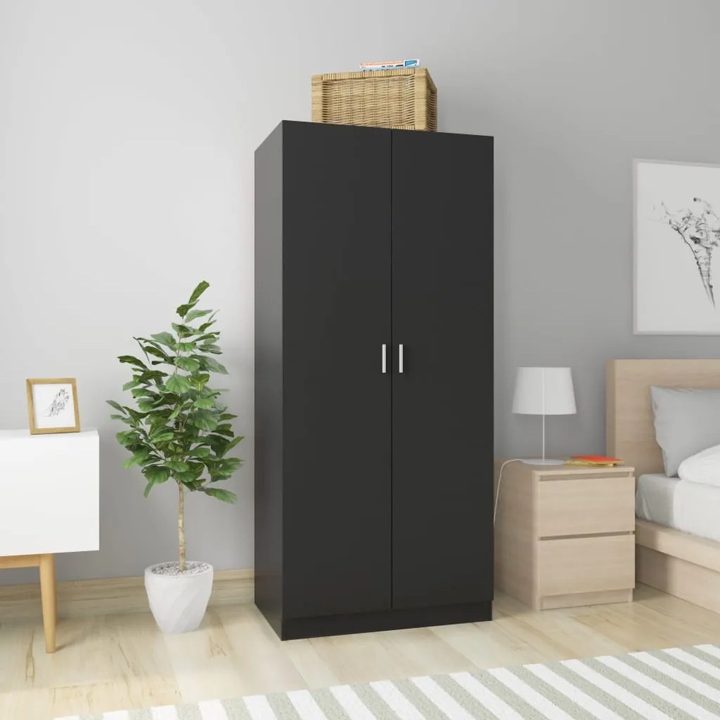 Ντουλάπα Μαύρη 80 x 52 x 180 εκ. από Επεξ. Ξύλο 800622