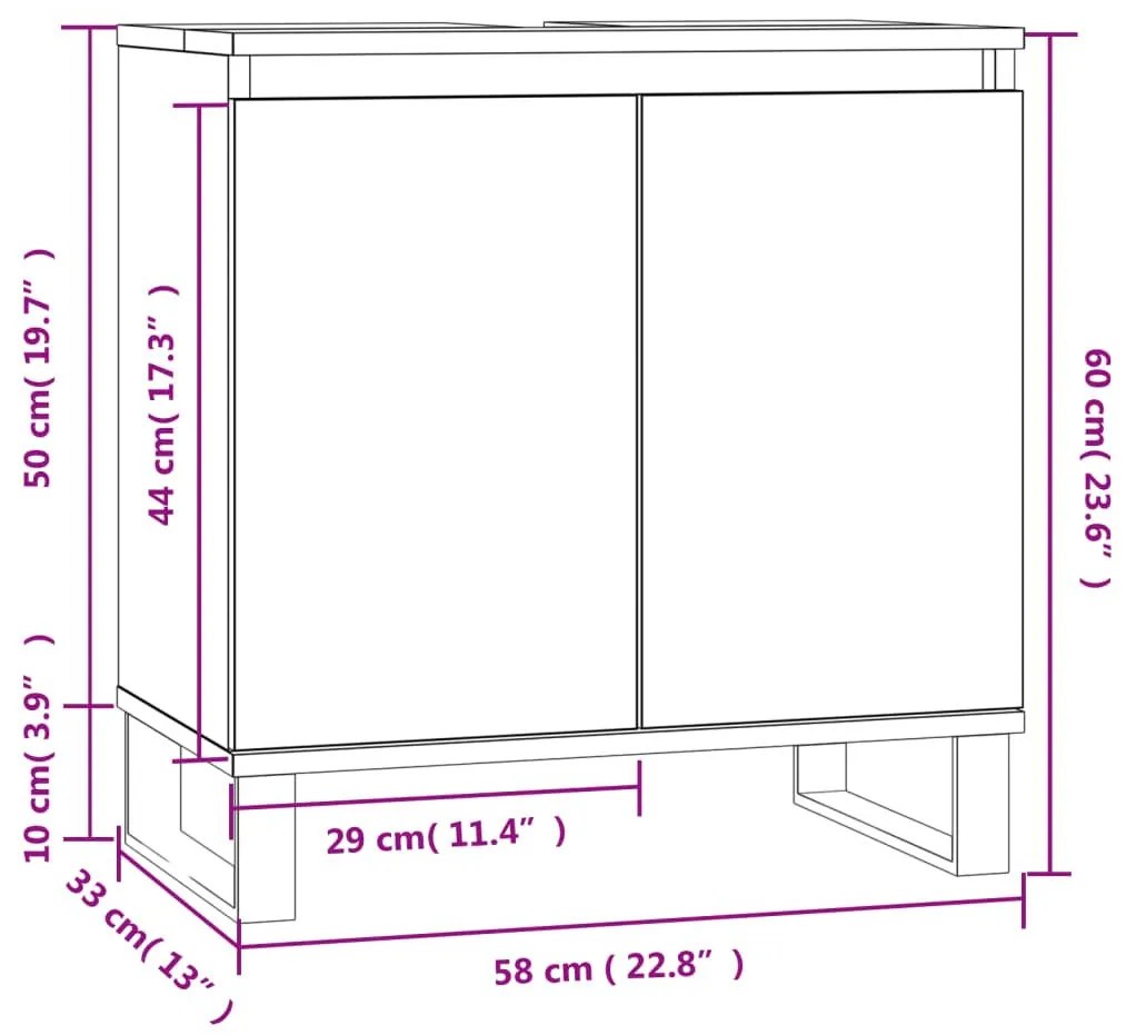 Ντουλάπι Μπάνιου Καπνιστή Δρυς 58 x 33 x 60 εκ. Επεξεργ. Ξύλο - Καφέ