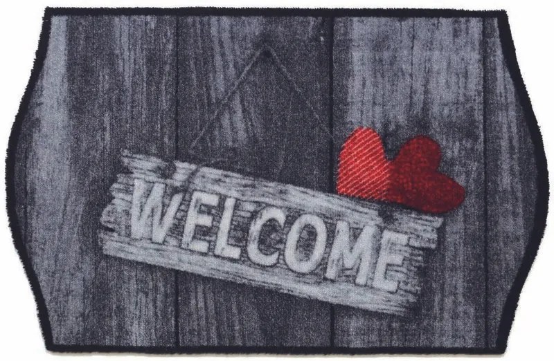 Πατάκι Εισόδου (50x75) Elegance 110 &quot;Welcome Hearts&quot; Γκρι-Sdim