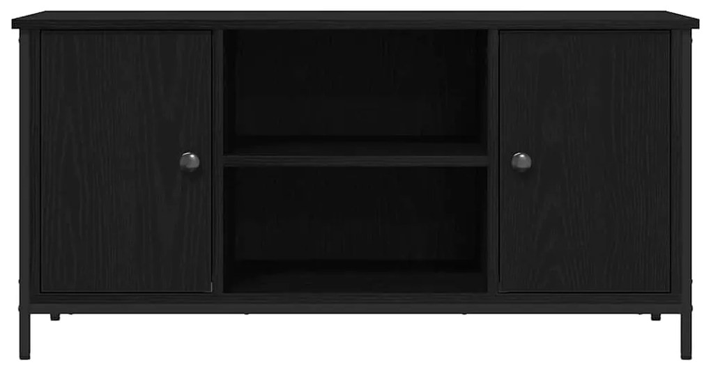 vidaXL Ράφι Τηλεόρασης Μαύρο Δρύινο 100x40x50 εκ. Κατασκευασμένο από Ξύλο και Χάλυβα
