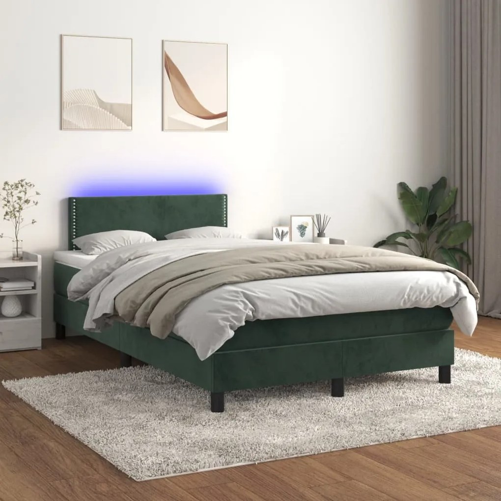 ΚΡΕΒΑΤΙ BOXSPRING ΜΕ ΣΤΡΩΜΑ &amp; LED ΣΚ. ΠΡΑΣΙΝΟ 120X190ΕΚ ΒΕΛΟΥΔΟ 3270150