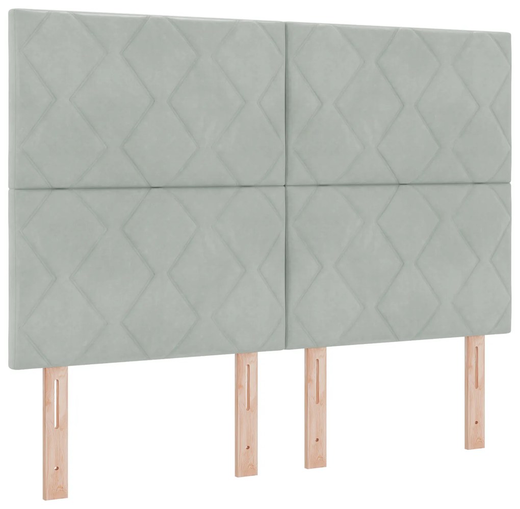 vidaXL Κρεβάτι με Στρώμα & LED Light Grey 140x190 cm Βελούδο