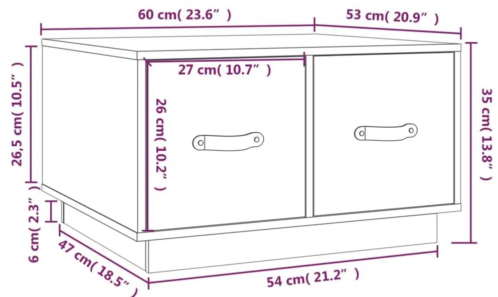 Τραπεζάκι Σαλονιού Μαύρο 60x53x35 εκ. από Μασίφ Ξύλο Πεύκου - Μαύρο