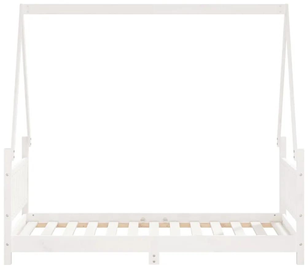 Πλαίσιο Παιδικού Κρεβατιού Λευκό 80 x 160 εκ. Μασίφ Ξύλο Πεύκου - Λευκό