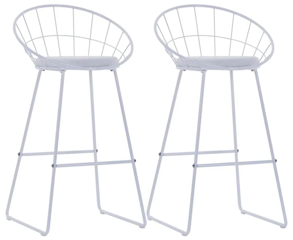Καρέκλες Μπαρ 2 τεμ. Λευκές από Συνθετικό Δέρμα - Λευκό