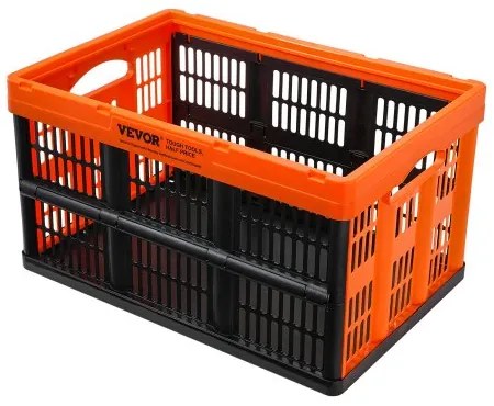 VEVOR Plastic Collapsible Storage Basket, 45L 3 Packs, Folding Stackable Storage Containers/Bins with Handles, Large Heavy Duty Containers for Clothes, Toys, Books, Snack, Shoes and Grocery Organizing