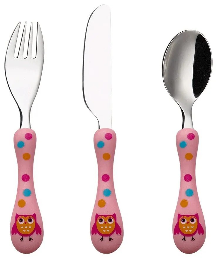 Μαχαιροπίρουνα Παιδικά Owl (Σετ 3Τμχ) 45.100.086 Multi-Pink Cryspo Trio 3 τμχ Stainless Steel