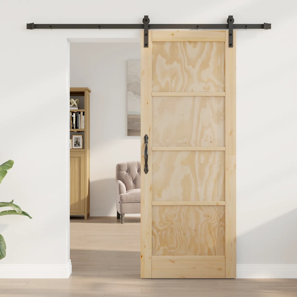 vidaXL Συρόμενη Πόρτα με υλικά 78x202 εκ. Μασίφ Ξύλο Πεύκου
