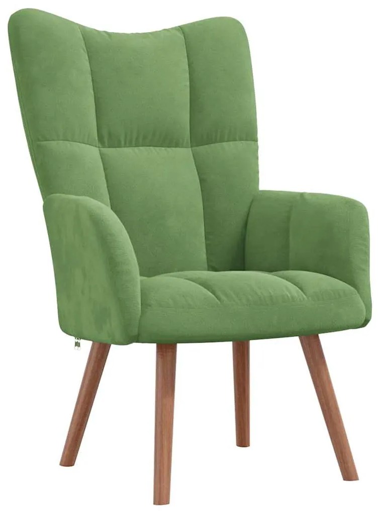 vidaXL Πολυθρόνα Relax Ανοιχτό Πράσινο Βελούδινη με Σκαμπό