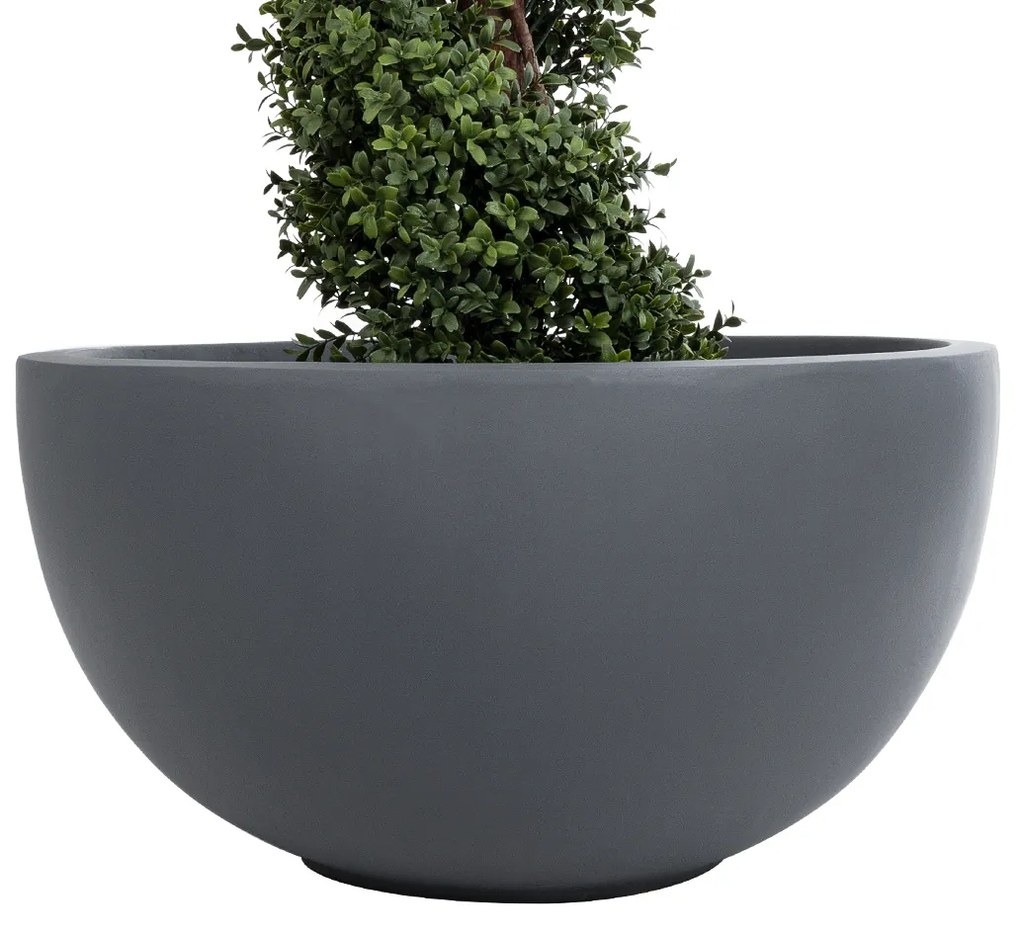 GloboStar® Artificial Garden BALTIMORE 20697 Διακοσμητικό Πολυεστερικό Τσιμεντένιο Κασπώ Γλάστρα - Flower Pot Γκρι Φ61 x Υ30cm