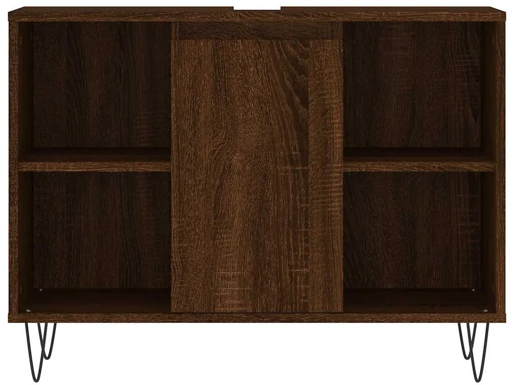 vidaXL Ντουλάπι Μπάνιου Καφέ Δρυς 80 x 33 x 60 εκ. Επεξεργασμένο Ξύλο