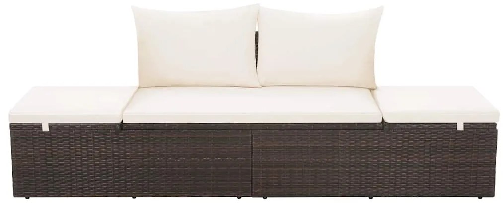 vidaXL Ξαπλώστρα - Κρεβάτι Κήπου Καφέ 195 x 60 εκ. Συνθετικό Ρατάν