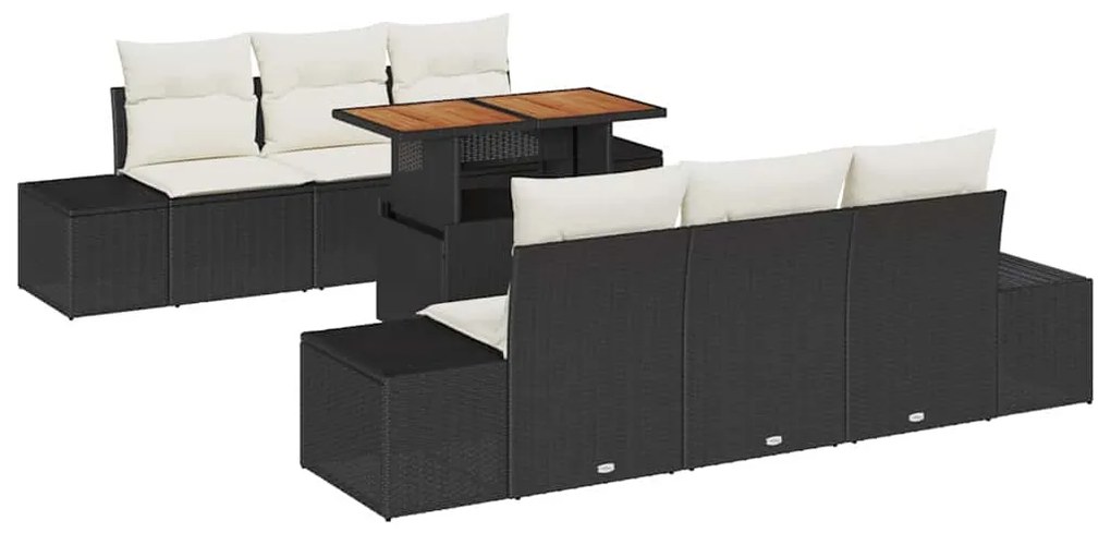 vidaXL Σέτ φαγητού για κήπο 7 pcs Μαύρο, Κρέμα 100 x 55 x 73 εκ