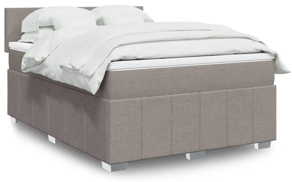 vidaXL Κρεβάτι Boxspring με Στρώμα Taupe 160x200 εκ. Υφασμάτινο